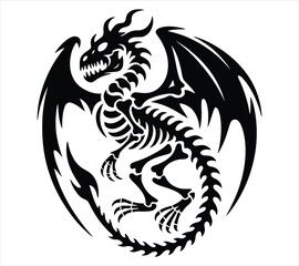 Fototapeta premium Deadly Dragon Skeleton Silhouette Clipart