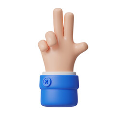 3D Two Finger Hand Gesture Modern Digital Illustration