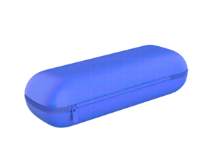 3D Plastic Style Pencil Case with Zipper Closure Isolated on White Background