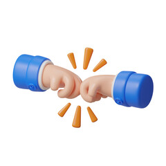 3D Fist Bump Hand Gesture Modern Digital Illustration