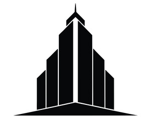 A bold black building stands tall, isolated on white background Ai Generated