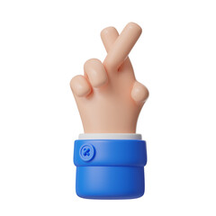 3D Crossed Fingers Hand Gesture Modern Digital Illustration