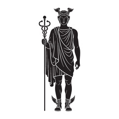 Eloquent Hermes digital black image, an elegant graphic for your creative projects – Hermes silhouette – Hermes Vector – Silhouette of Hermes – Greek god silhouette


