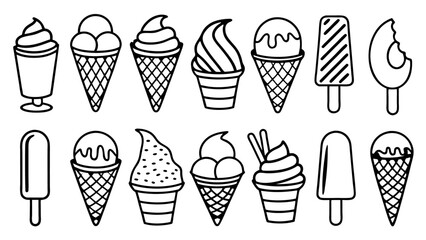 Ice Cream Line Icons Collection