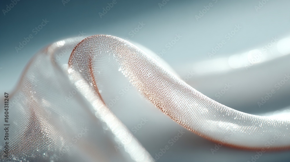 Poster delicate silk fabric draping softly on a surface with a gentle light source