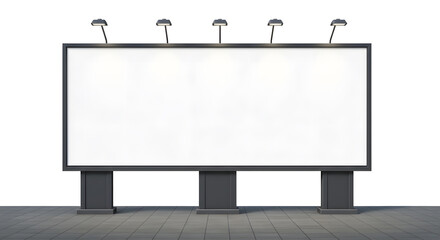 Obraz premium Billboard blank. Realistic empty billboard isolated on white background. City outdoor blank banner large format for advertise media. Outdoor advertising poster template. Empty bill board for ad media.