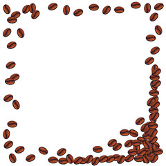 frame with coffee beans on white background isolate