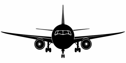 Commercial Airplane Front View Silhouette
