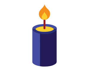 A blue candle burns with a bright flame on white background Ai Generated