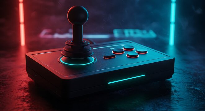 Modern gaming controller with neon lights
