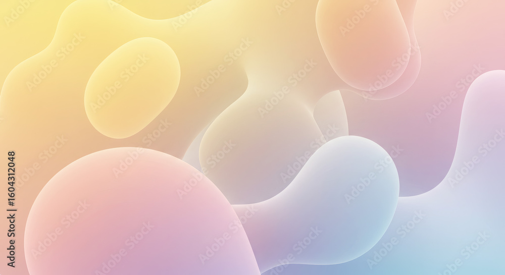 Aufkleber abstract concept of soft pastel fluid shapes gently merging, creating a tranquil and modern backgrou