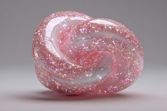 Pink, glittery, abstract form, glossy, intertwined shapes