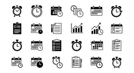  Time Management Icons Set Vector Image