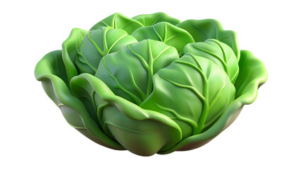 Obraz premium 3D fresh green cabbage isolated on transparent background