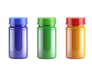 Set of Small Spice Jars with Assorted Seasonings Isolated on White Background