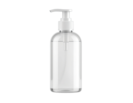 3D Plastic Style Hand Sanitizer Bottle with Pump Dispenser Isolated on White Background