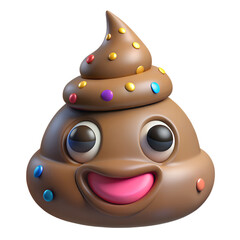 3d poop emoji with colorful sprinkles on a transparent background