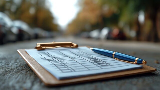 Outdoor Task Planning with Clipboard and Pen clipboard pen planning task outdoor paper checklist car