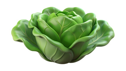 Obraz premium 3D green leaf lettuce , 3D cabbage isolated on transparent background