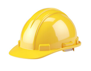 Fototapeta premium Bright Yellow Toy Construction Safety Helmet for Kids Isolated on White Background