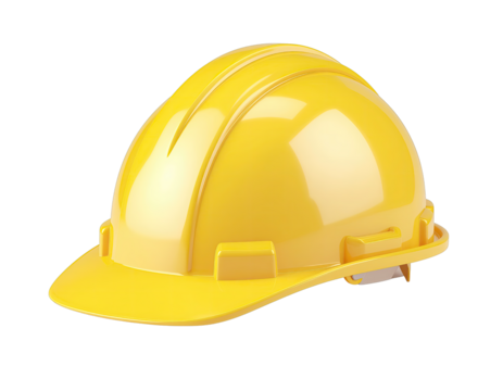 Bright Yellow Toy Construction Safety Helmet for Kids Isolated on White Background