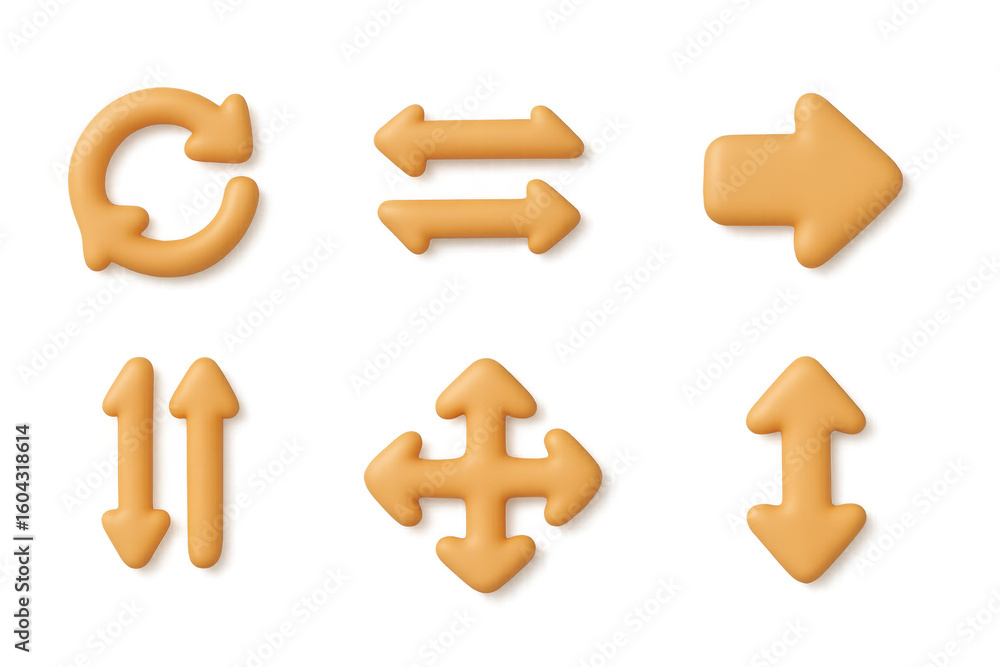 Poster glossy 3d directional arrow icons set on gradient background