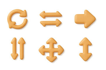 Glossy 3d directional arrow icons set on gradient background