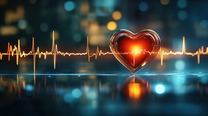 Heart with heartbeat visualization representing health and vitality concepts