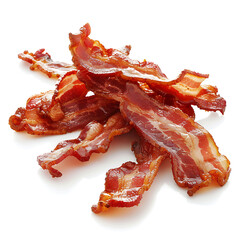 Crispy Bacon Strips on White Background