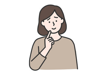 Smiling Woman Thinking Illustration