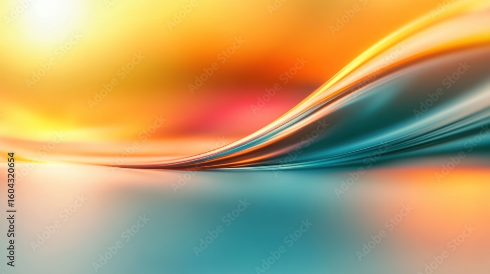 Aufkleber vibrant hues blend to form a flowing wave pattern while the sun sets, creating an enchanting atmosph