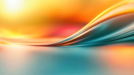 Vibrant hues blend to form a flowing wave pattern while the sun sets, creating an enchanting atmosphere of color and tranquility