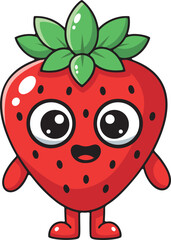 Cute Strawberry Cartoon Character