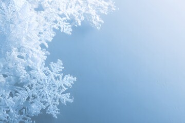 Chilly winter scene with vibrant icy blue hues and delicate frost patterns.