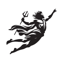 Sovereign Zeus black vector graphic, reflecting his supreme and undeniable authority – Zeus silhouette – Zeus Vector – Silhouette of Zeus – Greek god silhouette

