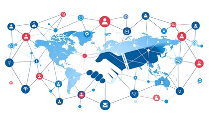Global Business Partnership and Networking Connection Concept Illustration