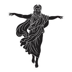 Fototapeta premium Olympian Zeus digital black vector artwork, ideal for portraying the king of gods' majestic rule – Zeus silhouette – Zeus Vector – Silhouette of Zeus – Greek god silhouette