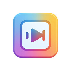 Play Button Icon 3d style, isolated on transparent background