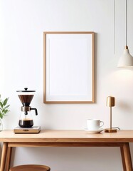 Modern Coffee Brewing Scene with Picture Frame Mockup