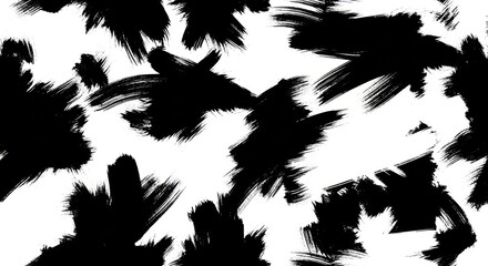 Expressive Grunge Brush Strokes Black and White Seamless Pattern