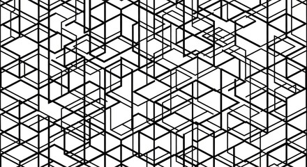 Monochrome Geometric Interlocking Lines Art Deco Style Seamless Pattern