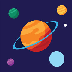 Solar System Vector Illustration with Planets Sun and Space Elements © mofizurart