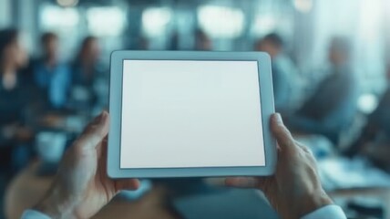 Digital Tablet Mockup in Business Meeting Presentation business meeting tablet mockup presentation