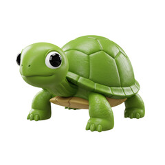 Fototapeta premium Cute cartoon green turtle toy isolated on transparent background