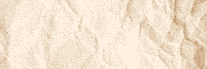 Beige crumpled old paper sheet with retro noise filter. Rough crack and stipple overlay background. Vector illustration.