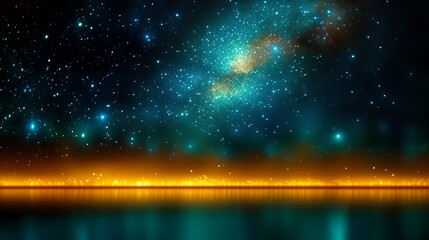 Panorama niebieskiego nocnego nieba z Drogą Mleczną i gwiazdami na ciemnym tle