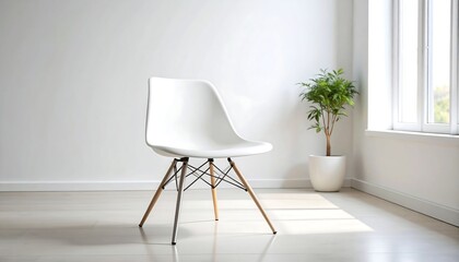 Modern white chair in a bright room