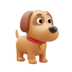 Fototapeta premium Cute cartoon dog with collar and tag isolated on transparent background