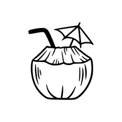 summer coconut cocktail doodle art