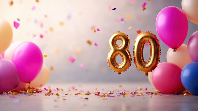 Celebrate a special 80th birthday with colorful decorations and balloons